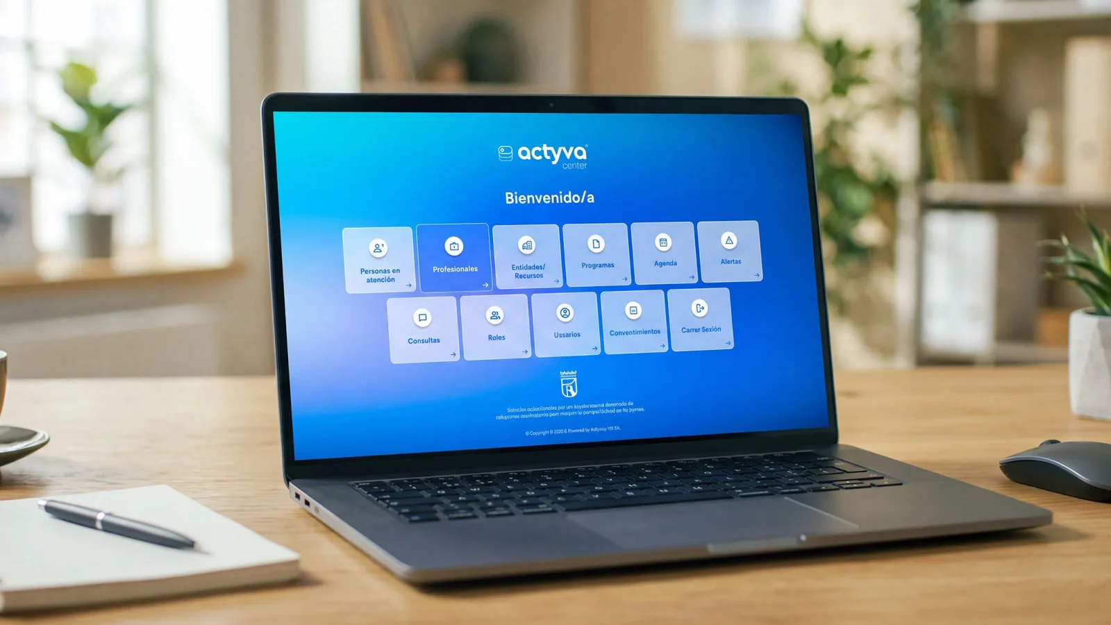 Pantalla de indicadores generados a partir del trabajo diario de una entidad, con datos ficticios