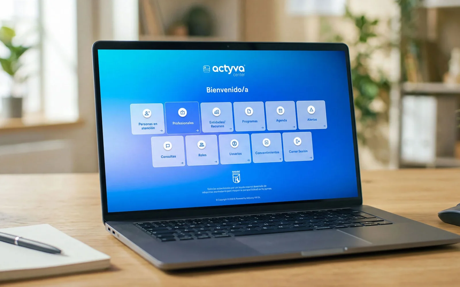Pantalla de Actyva Center con los indicadores y la memoria de un programa, generados del trabajo diario registrado