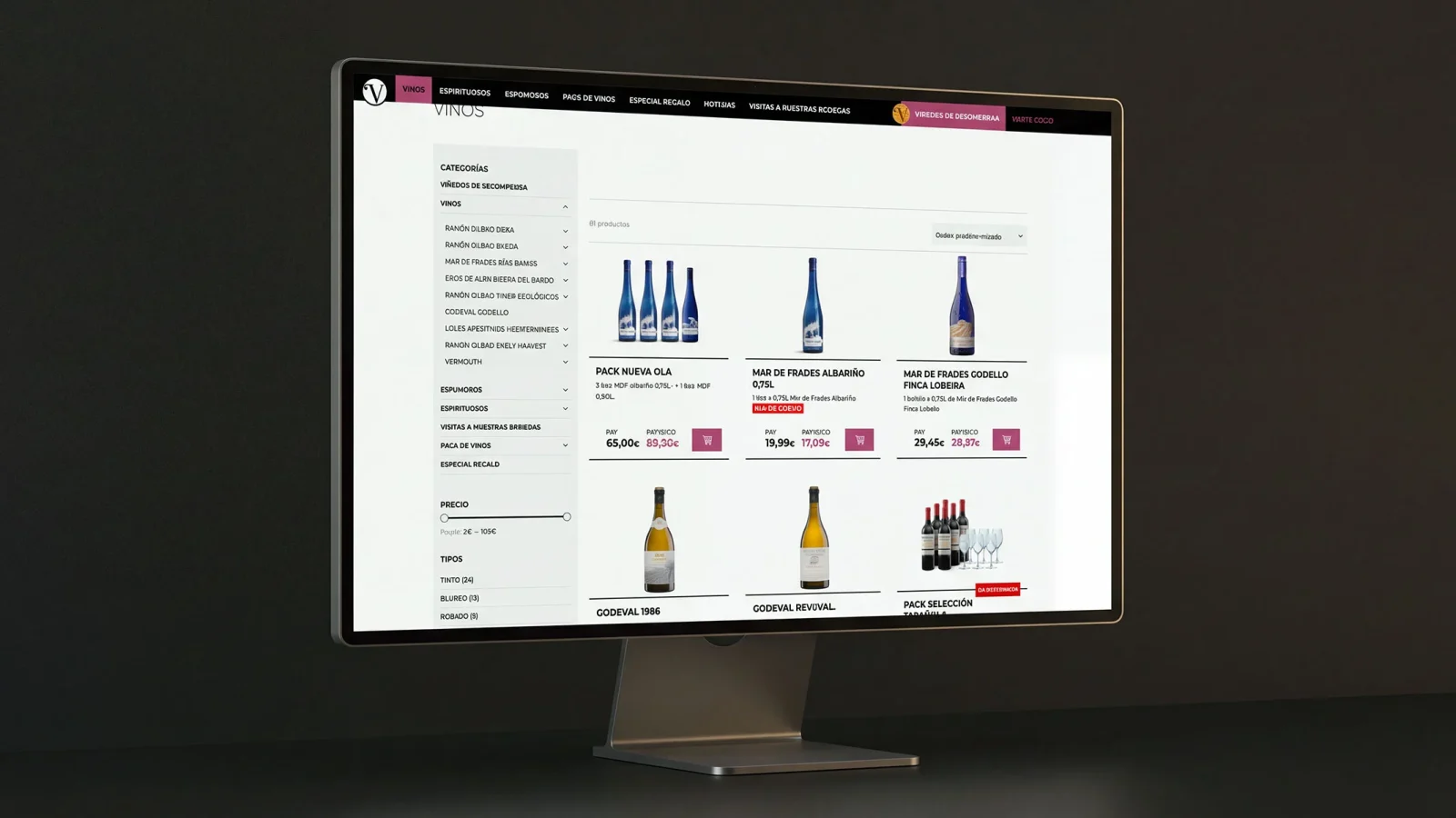 Página de una categoría de Club Venturio con los productos del catálogo y su fotografía